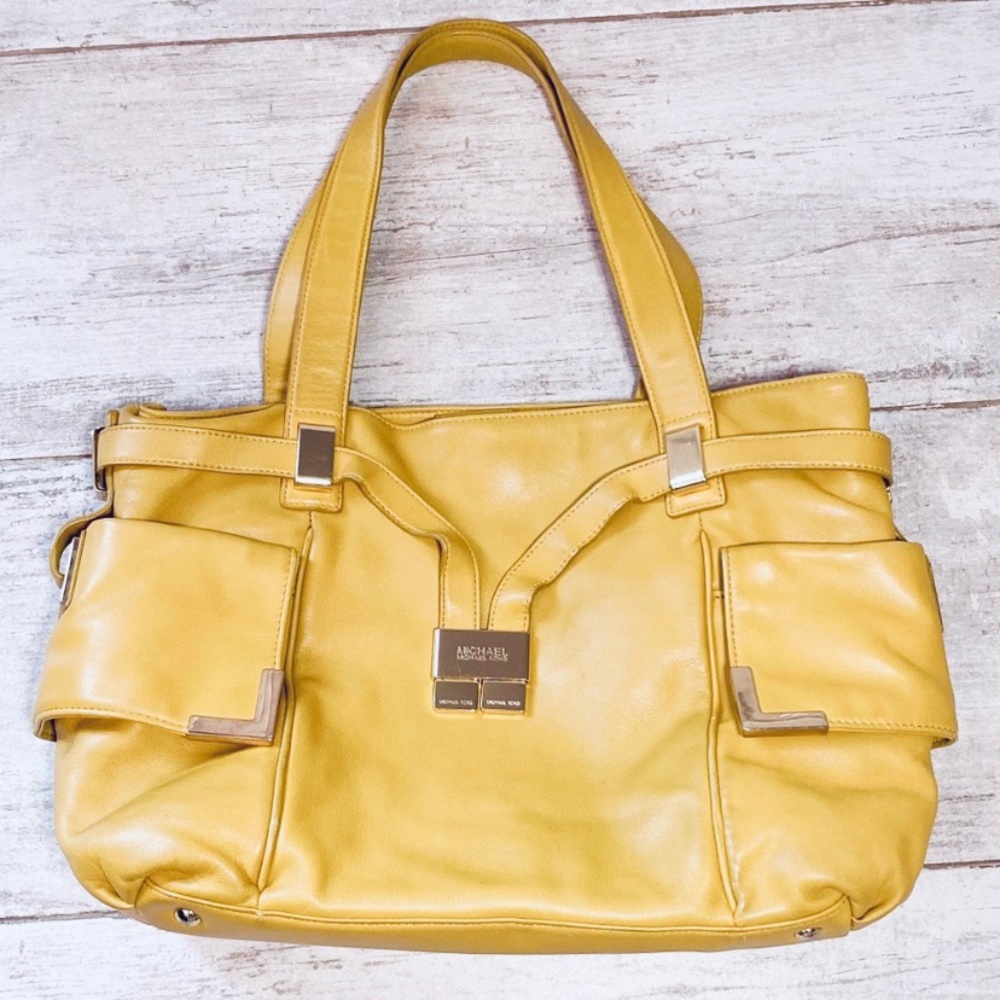 Michael Kors MUSTARD YELLOW Beverly drawstring bag